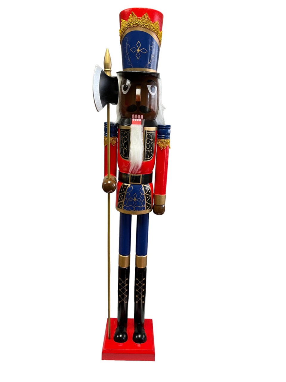47.25" ~4ft Tall Life-Size Large/Giant Blue Glitter Christmas Wooden Nutcracker King African/Black